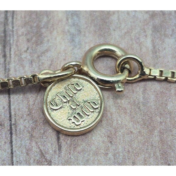 Child of Wild Luca Pendant Necklace 18K Gold Overlay Box Chain Etched Unisex - Picture 9 of 10